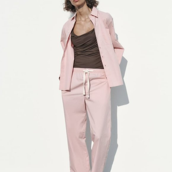 Zara Poplin Shirt Light Pink Sz M - Picture 8 of 12